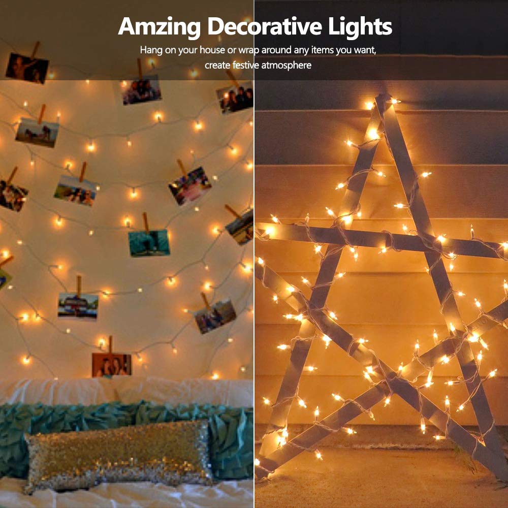 Brizled Christmas Lights, 600 Count 139.2ft Incandescent Mini Lights, Connectable 120V UL Certified for Xmas Wedding Bedroom Porch Decor, White Wire, Warm White