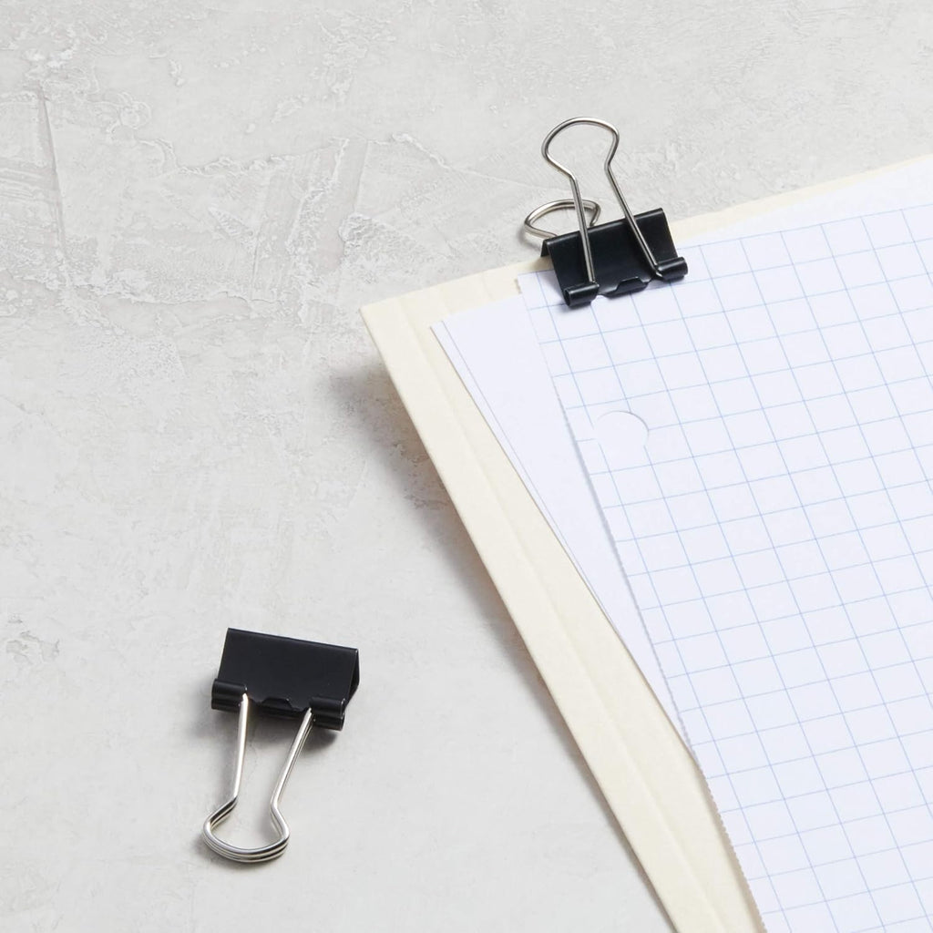 Amazon Basics Sturdy Binder Clips for Office Use, 96 Count, Medium, 1.25 in, Black (Pack of 12)