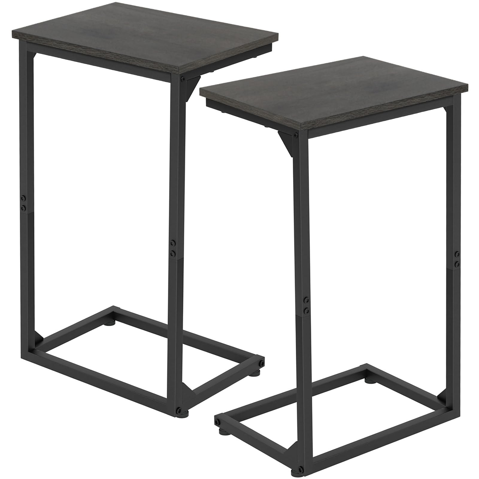 AMHANCIBLE C Shaped End Tables Set of 2, Couch Side Tables that Slide Under Sofa, Slim TV Trays for Living Room and Bedroom, Narrow Space Saving Laptop Workstation, Black, HET02BBK