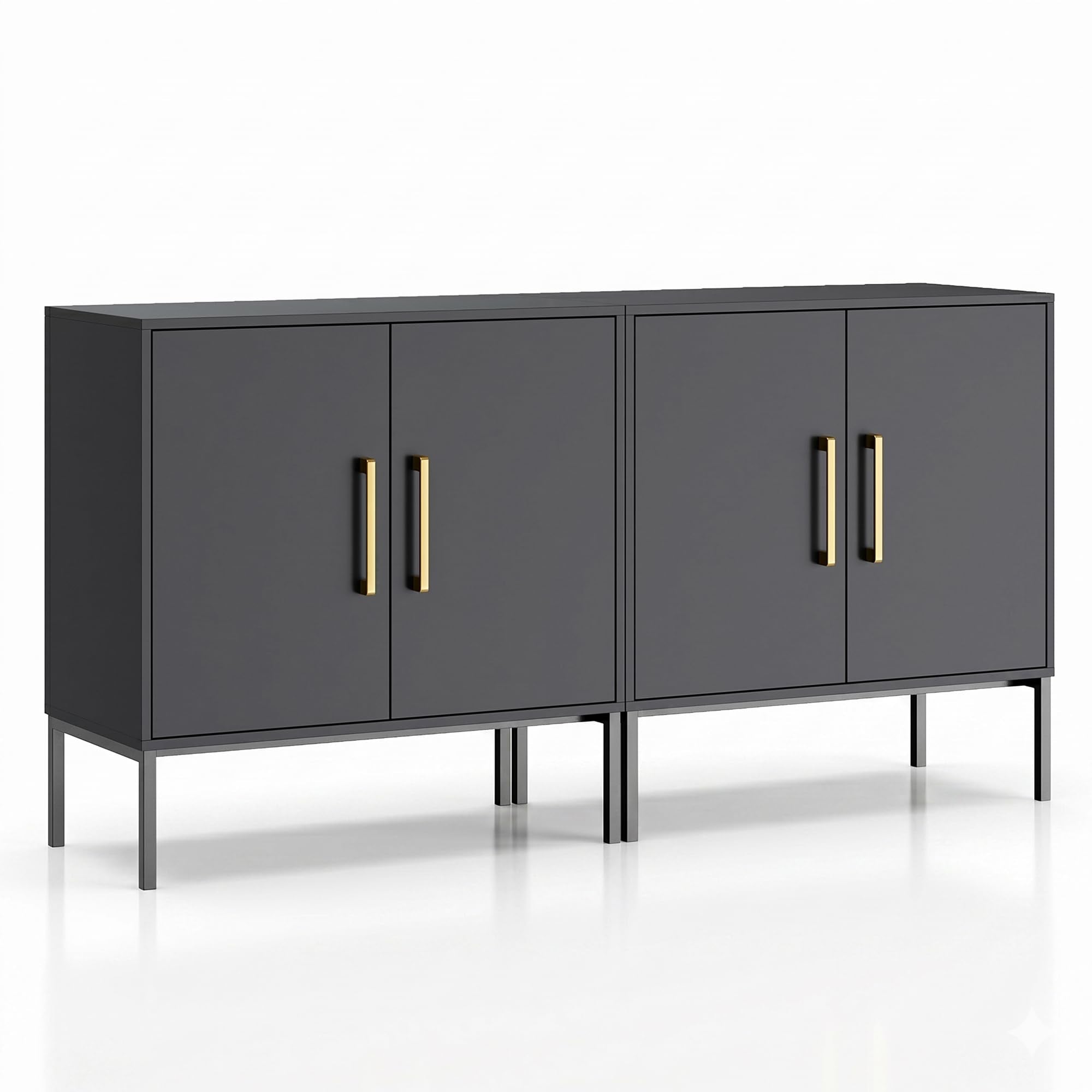 LYNSOM TV Stand for 55 Inch TV, Media Console Table with 2 Cabinets, Storage for Bedroom, Living Room, Entertainment Room (Black)