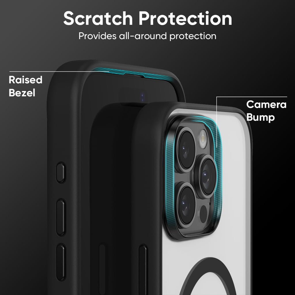 FLOLAB Surtect Tri-Fusion Magnetic for iPhone 16 Case Protective Slim Design Magsafe Compatible Military Grade - Black Clear