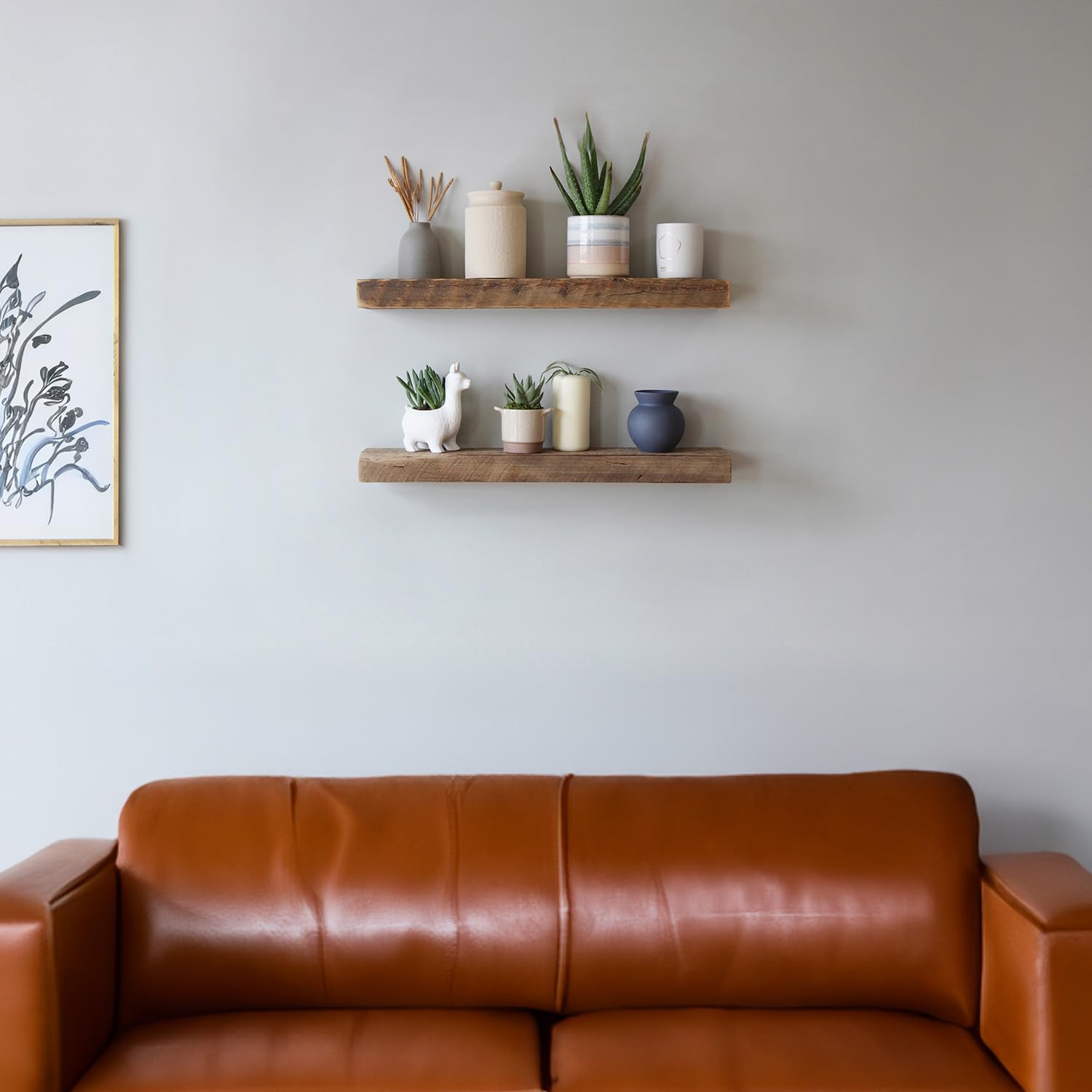 Urban Legacy Reclaimed Barnwood Planks | Floating Shelves for Wall w/Flush Mount Shelf Bracket Set Included | Set of 2 (Coffee Bean, 18"x 4.5"x 2")