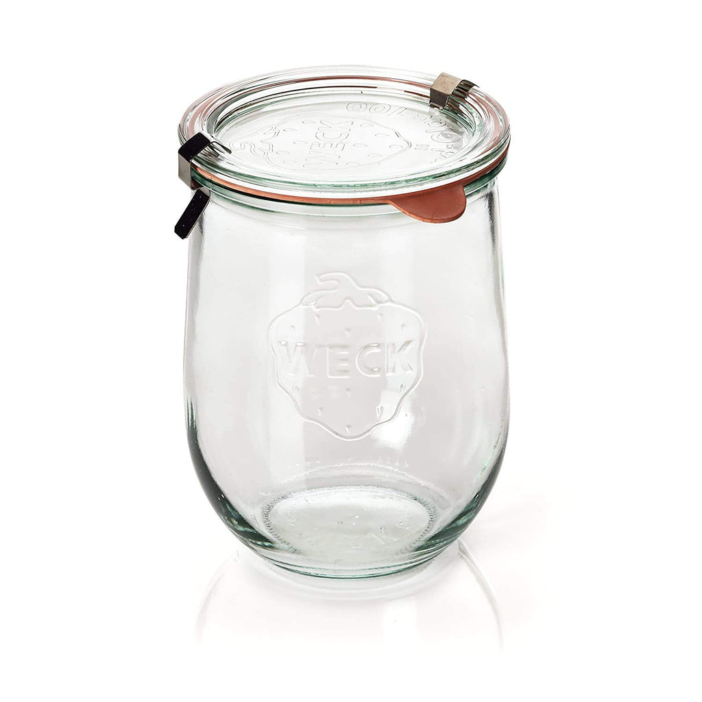Weck Tulip Jars 1 Liter - Large Sour Dough Starter Jars with Wide Mouth - Suitable for Canning and Storage - 2 with Glass Lids