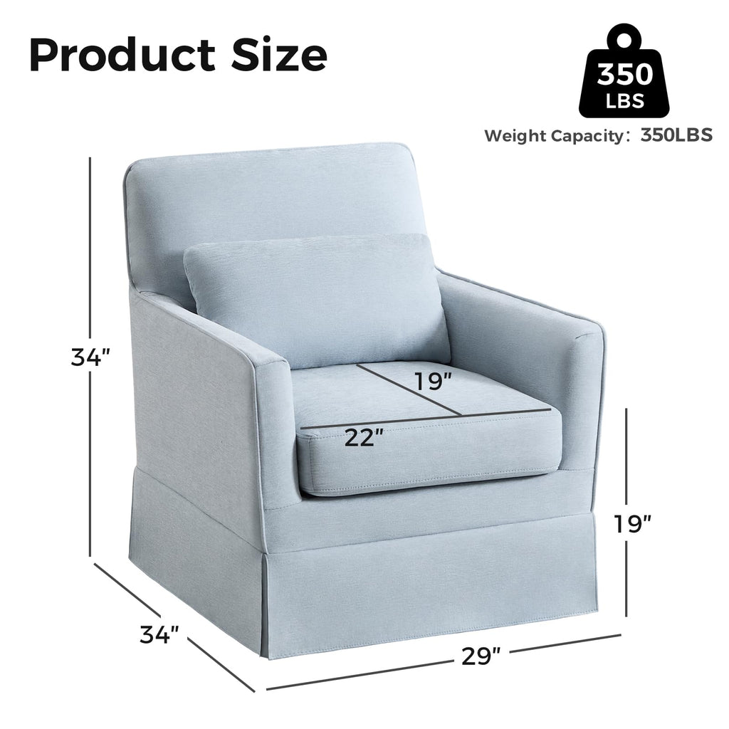 INZOY Swivel Accent Chair Linen Mid Century Modern Chair, Comfy Swivel Barrel Reading Chair, Upholstered Square Chair for Living Room Bedroom Small Spaces, Fully Assembled, Beige