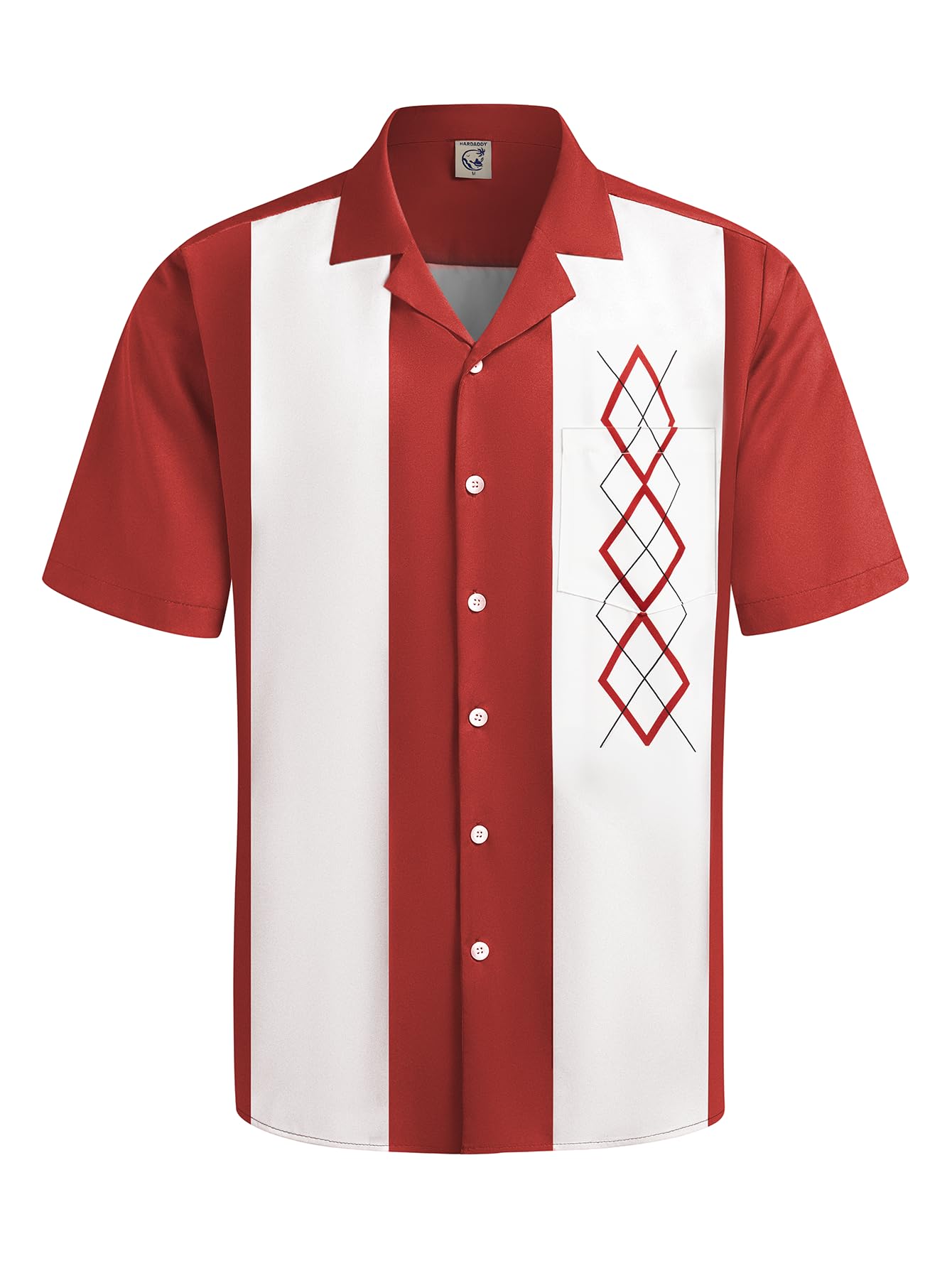 Hardaddy Men's Camp Collar Retro Vintage Bowling Button Down Shirt with Pocket Casual Short Sleeve Beach Shirts Summer