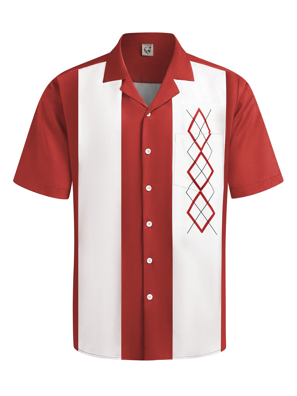 Hardaddy Men's Camp Collar Retro Vintage Bowling Button Down Shirt with Pocket Casual Short Sleeve Beach Shirts Summer