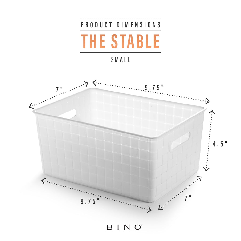 BINO Plastic Basket, Small White, 5 Pack - Rectangular Cabinet Organizer, Multi-Use Storage Basket, Drawer and Cabinet-Friendly, Portable, Durable, Space Efficiency, Stock Management