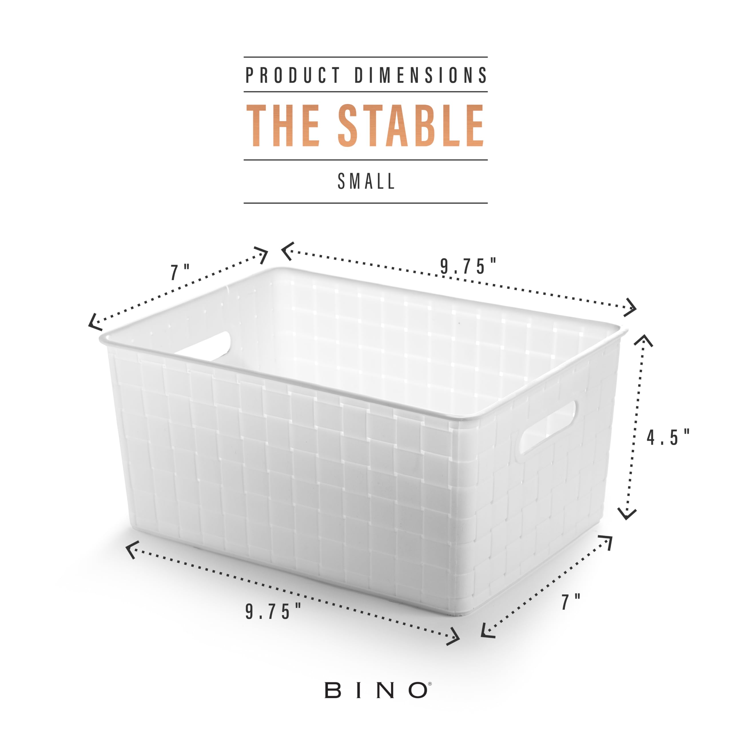 BINO Plastic Basket, Small White, 5 Pack - Rectangular Cabinet Organizer, Multi-Use Storage Basket, Drawer and Cabinet-Friendly, Portable, Durable, Space Efficiency, Stock Management