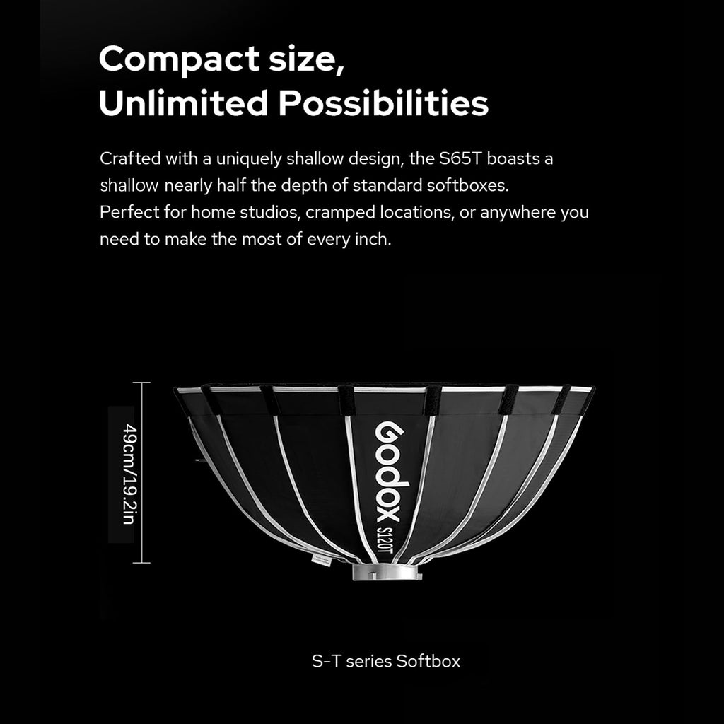 Godox S65T 65cm/25.6in Quick Release Umbrella Softbox Professional Foldable Softbox with Standard Bowen Mount & Diffusers for Photography Studio