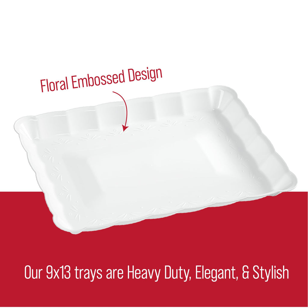 Plasticpro Plastic Serving Trays - Serving Platters Rectangle 9X13 Disposable Party Dish 4 Black Trays
