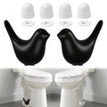 MENNTY Black Polar Bear Toilet Bolt Covers Decorative - 2 Glossy Black Ceramic Toilet Bolt Caps + 4 Universal Toilet Caps for Bottom of Toilet, Modern Monochrome Bathroom Decor