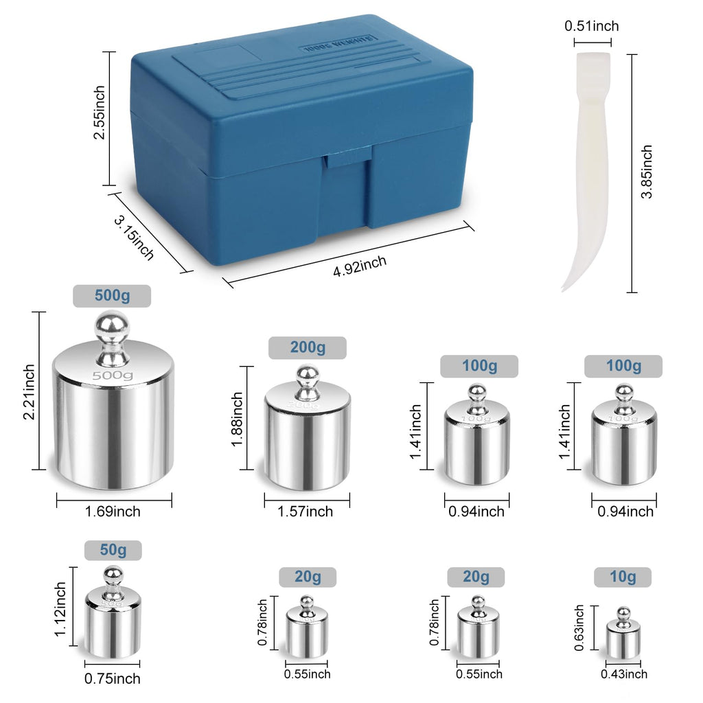 QP Calibration Weights, 50 Gram Scale Weights, OIML Class M1 High Precision Stainless Steel Scale Balance Weights with Chrome Finish, Calibration Weights for Digital Scale, Kitchen Scale, Pocket Scale