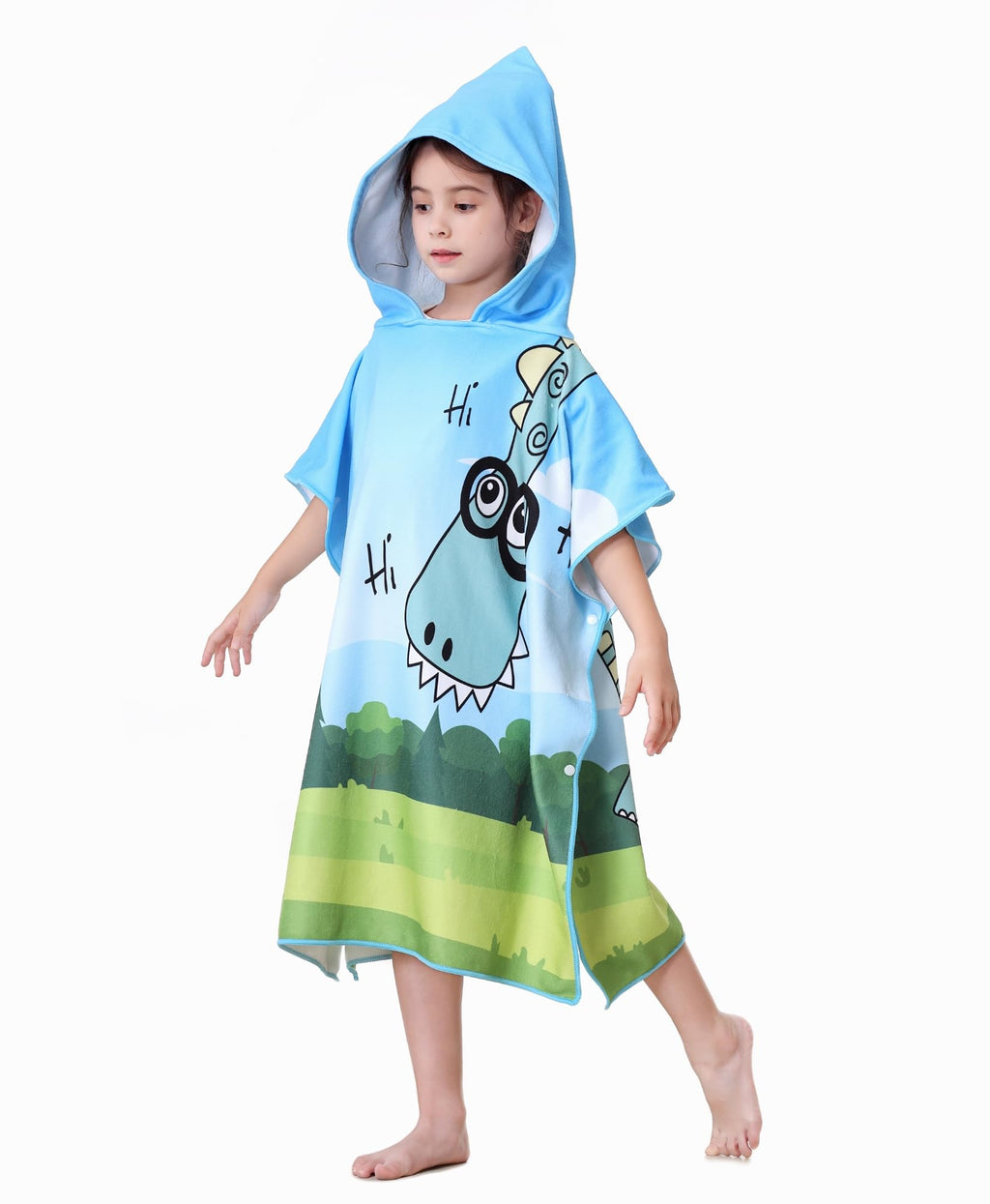 Soft Microfiber Swim Cover-ups for 3 to 10 Years Old Kids Hooded Bath Beach Poncho Towels (Alligator, Fits 3-10 Years)