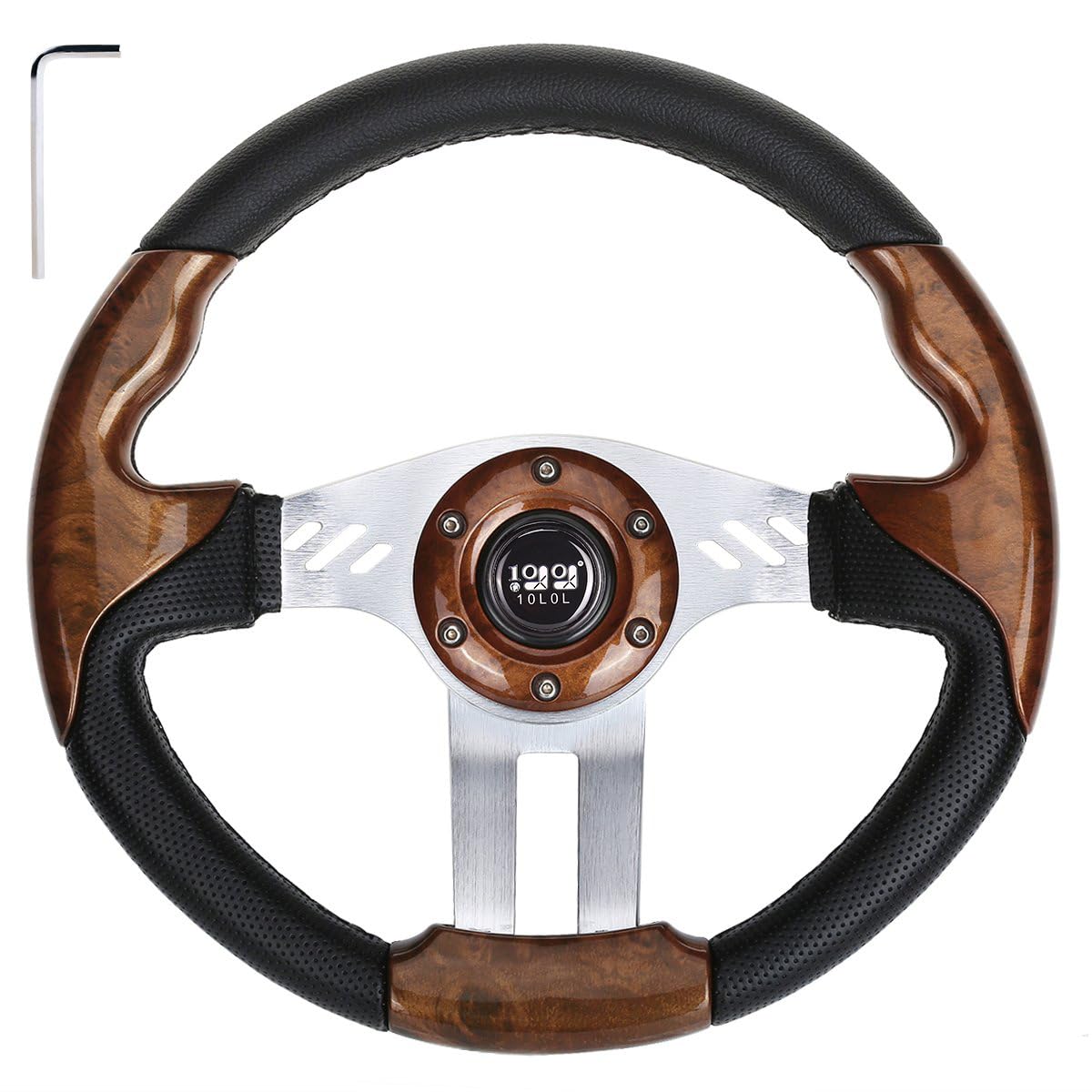 10L0L Golf Cart Steering Wheel, 13' Universal Fit for EZGO TXT/RXV, Club Car DS/Precedent, Yamaha G2-G29 (Carbon Black)