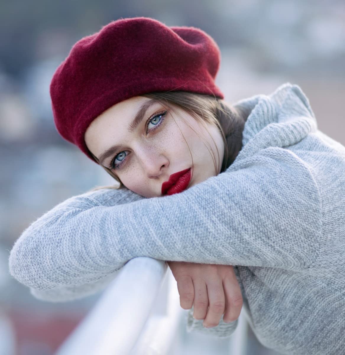 Women French Wool Beret Hats - Solid Color Classic Beanie Winter Cap