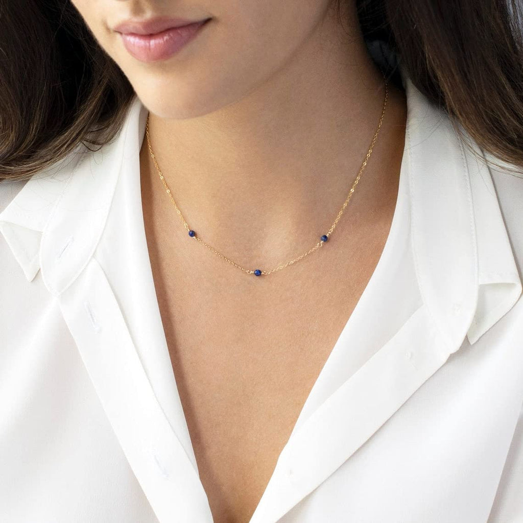 BERISO 14K Gold/Silver Plated Choker Necklace for Women Shining Dots Station Gold Chain Necklace Beads Sparkle Chain Necklace Link Chain Exquisite Jewelry for women