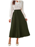 SweatyRocks Women's Casual Solid Longline Pleated Long Skirt