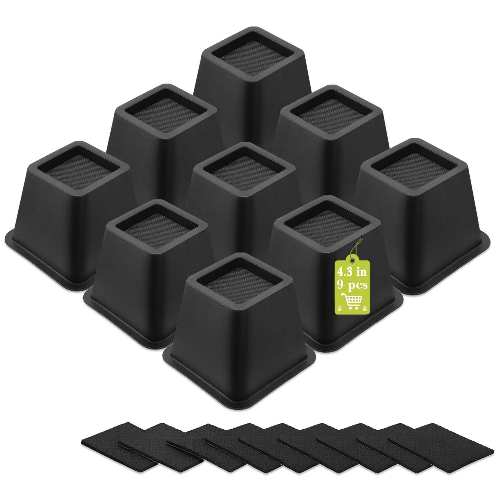 12 Pack Furniture Risers 1 Inch, Adjustable Bed Risers Heavy Duty for Table Desk Couch Chair Sofa Cabinet Bed Frame Dorm, Square Stackable Table Leg Risers Lift Height 1", 2" or 3", Black