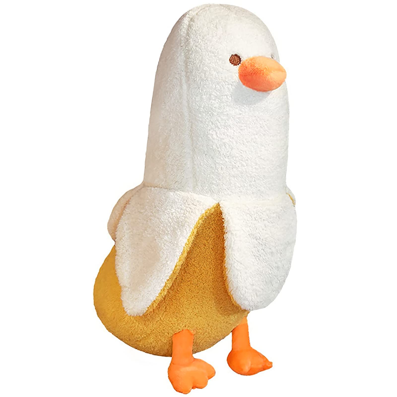 PEACH CAT Cute Banana Duck Stuffed Animal Long Banana Chef Duck Plush Pillow for Girls and Boys White 12"