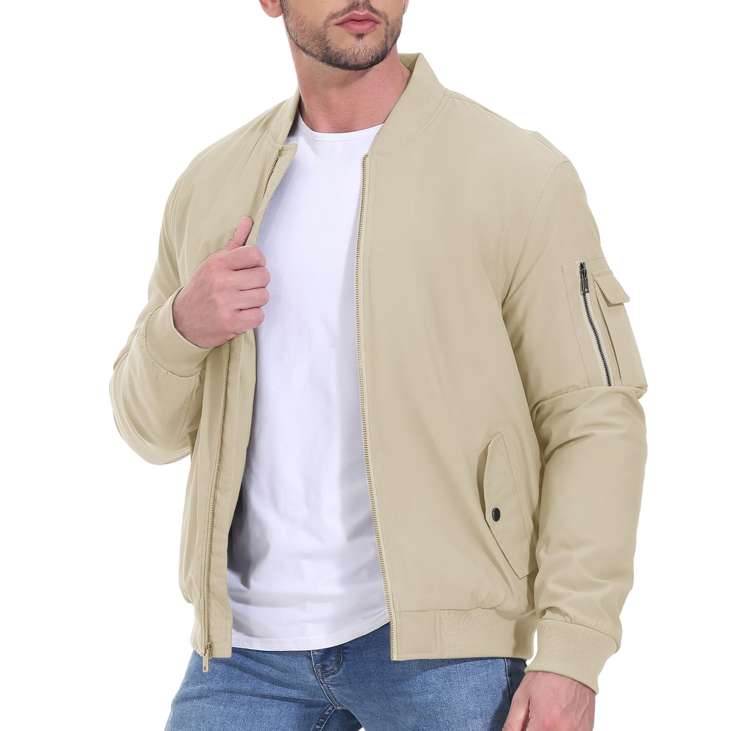 Gopune Men's Windproof Bomber Jacket Warm Water Resistant Windbreaker Winter Outwear Quilted Jackets Coats