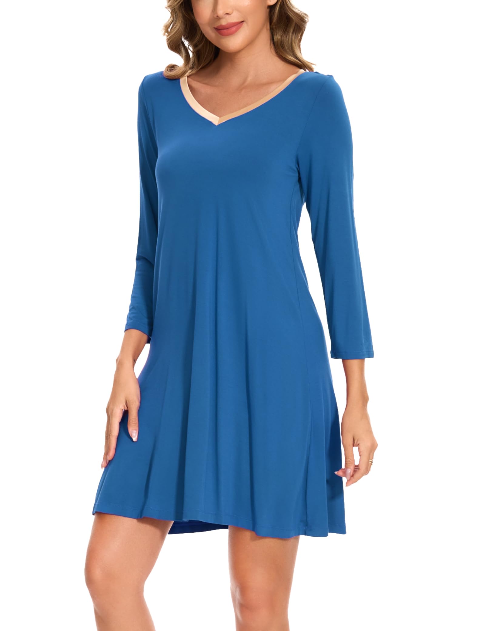 GYS Womens Bamboo Viscose Nightgown Super Soft Lightweight Night Shirts for Sleeping