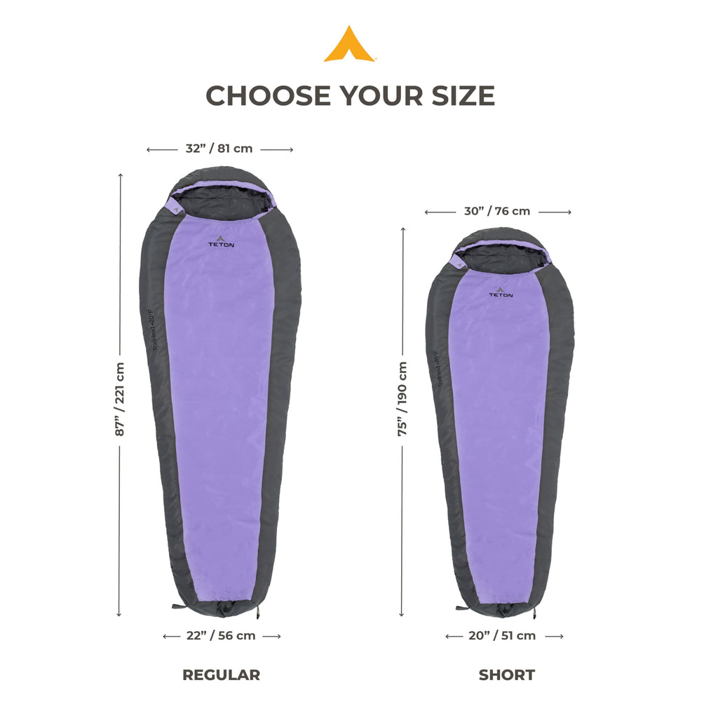 Teton 20F and 5F Degree Sleeping Bag; Lightweight, Warm Weather Mummy Sleeping Bags for Adults and Kids, Camping, Backpacking, Hiking