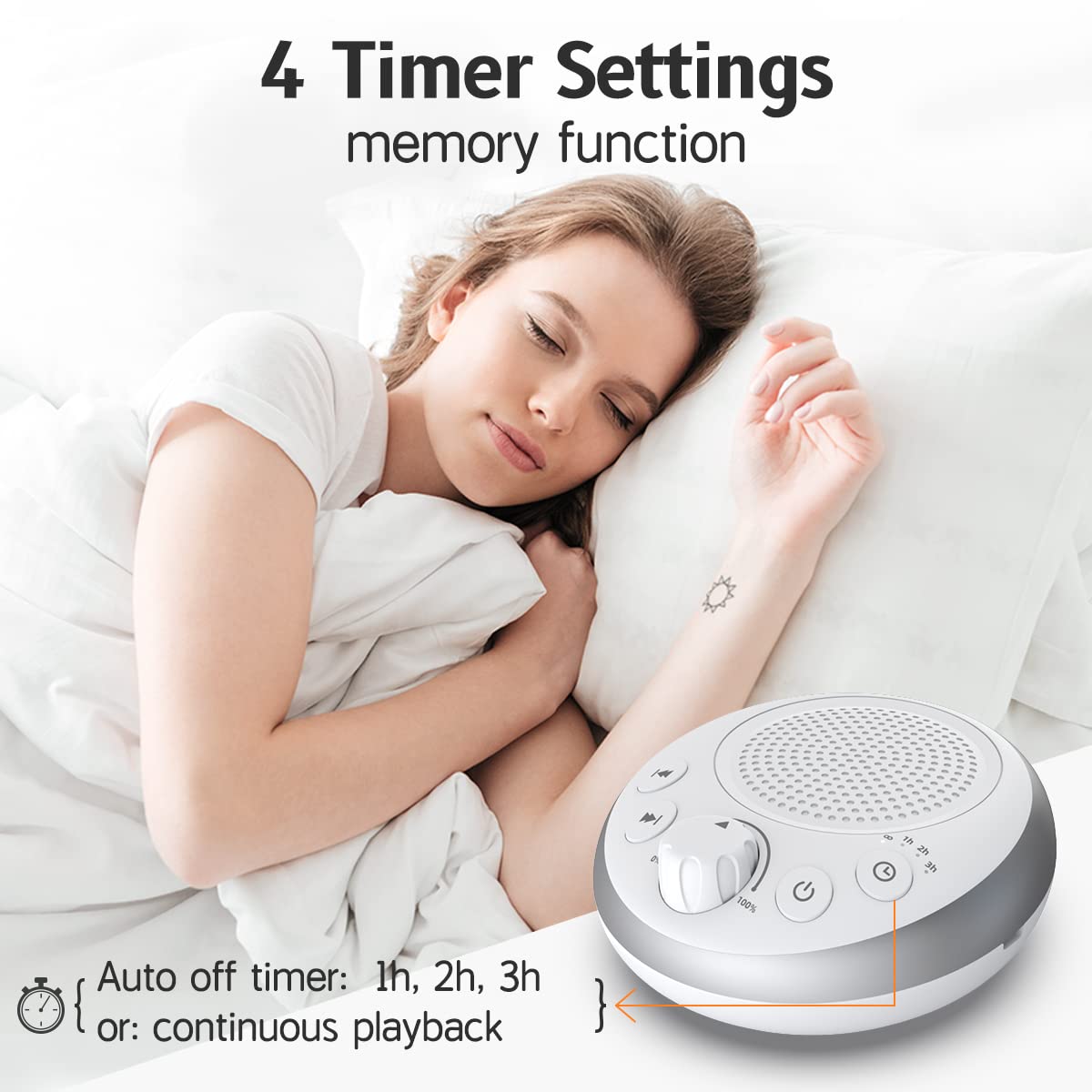 Brown Noise Sound Machine White Noise Machine Nonstop 30 Soothing Sounds Sound Therapy for Baby Kids Adults Sleep Machine 36-Level Vol Auto-Off Timer Memory Function for Home Travel Office
