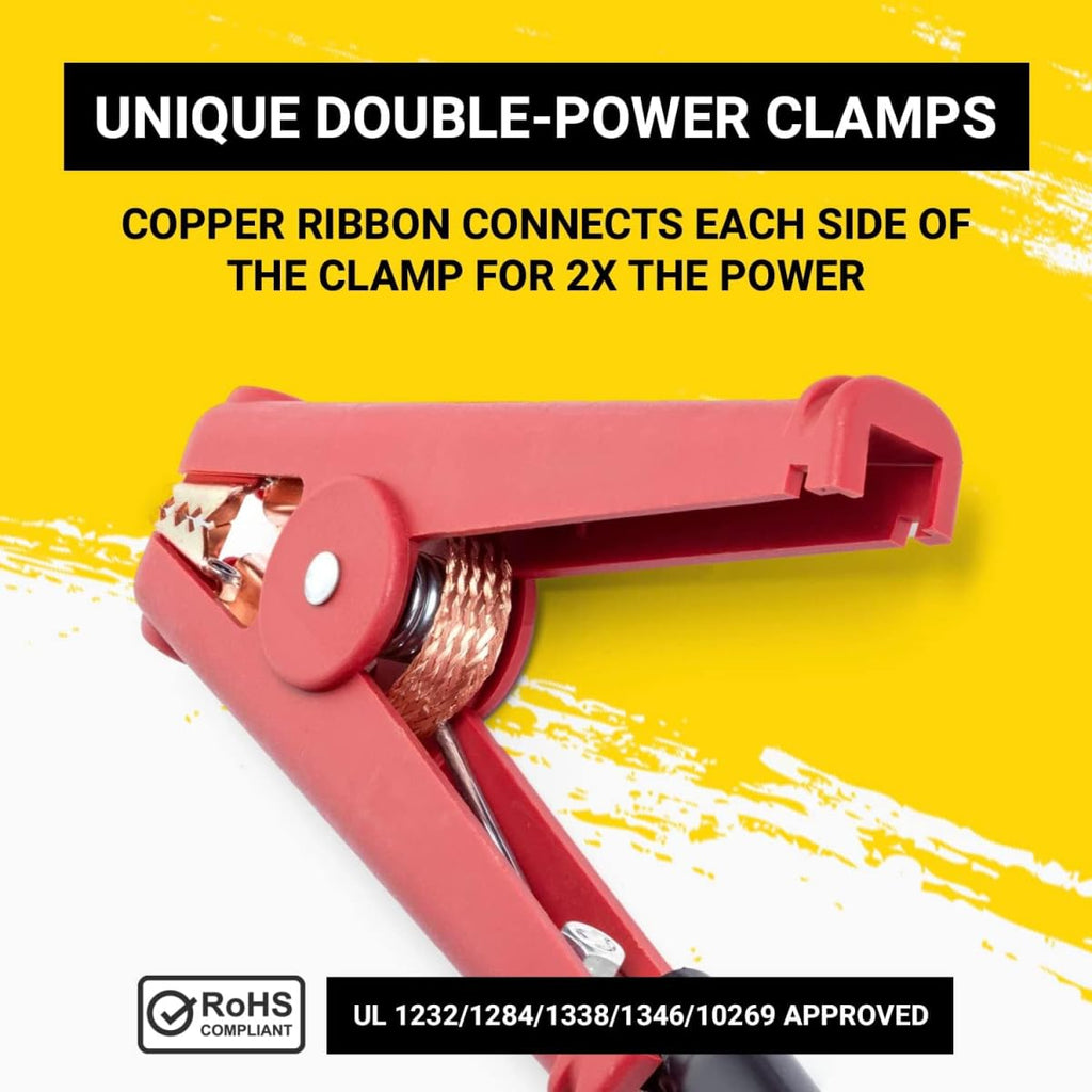 Spartan Power Heavy Duty Jumper Cables with Alligator Clips, 100% Pure Copper Wire, Positive & Negative Leads Battery Cable, Made in the USA - 1/0 AWG Gauge Cable, 10 ft
