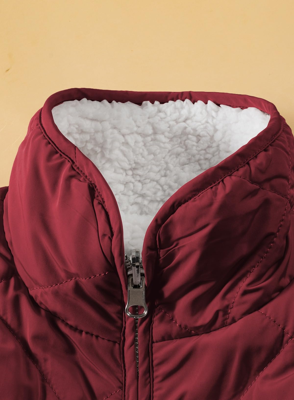 SHEWIN Women Puffer Vest Casual Stand Collar Sleeveless Puffer Jacket Warm Winter Reversible Zip Up Outerwear with Pockets
