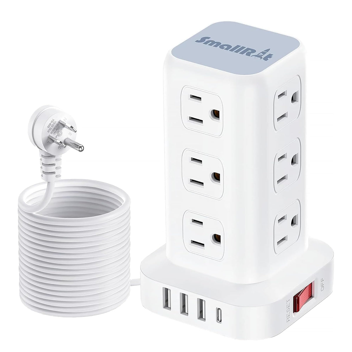Tower Surge Protector Power Strip with 12 Outlets 4 USB (1 USB C), 6.5Feet Extension Cord with Multiple Outlets, Charging Station, Power Strip Tower, Office Desk Supplies