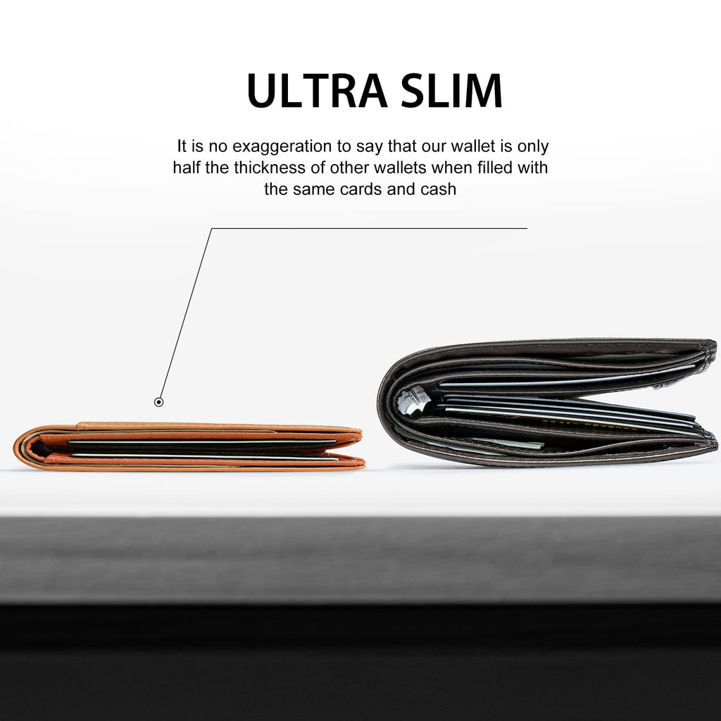 GSOIAX Slim Wallet for Men Rfid Blocking Leather Bifold Front Pocket Carbon Fiber Men's Money Clips Credit Card Holder With Gift Box