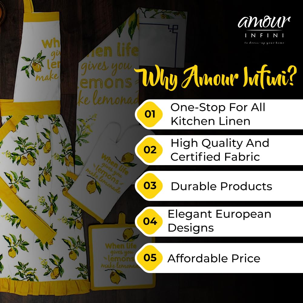 AMOUR INFINI Cotton Aprons for Women with Pocket, Adjustable Strap & Waist Ties - Washable Aprons for Baking, Cooking, Gardening (27.5 x 33 Inches - Blooming Floral)