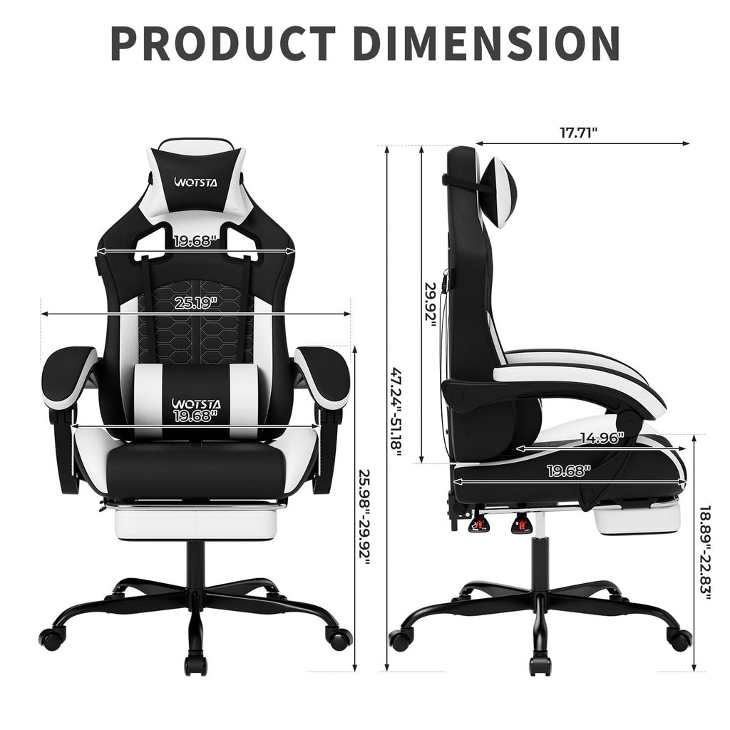 Gaming Chair with Footrest,High Back with Massage Reclining Computer Chair， Big and Tall Racing Gaming Chair Ergonomic Game Chair for Adults PVC Leather (Red)