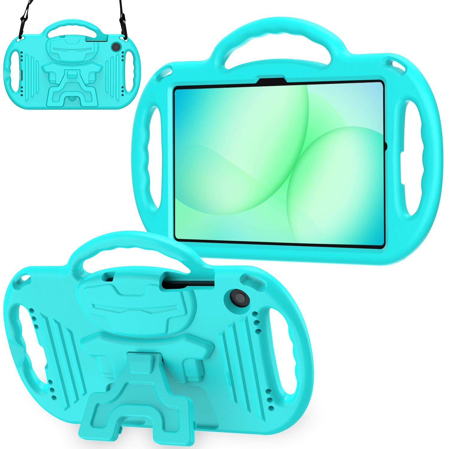 AVAWO Kids Case for Samsung Galaxy Tab A11+ Plus/A9+ Plus 11 Inch Case, with Strap, Shockproof Lightweight Handle Stand 2025/2023 Model with Lanyard, Black