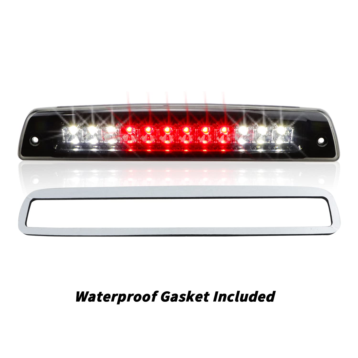 Tresound For 1994-2001 Dodge Ram 1500/2500/ 3500 Third 3rd LED Brake Light Cargo Lamp High Mount Brake Light Replacement (Black+ Smoke Lens)