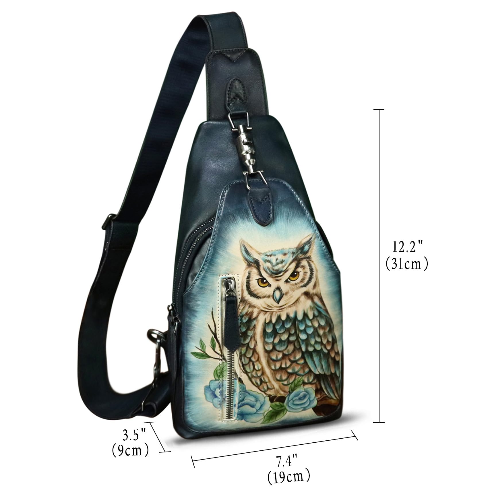 Genuine Leather Sling Bag for Men and Women Real Leather Shoulder Crossbody Bag Chest Bag Sling Backpack Purse