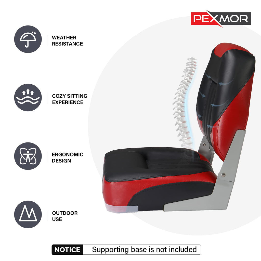 PEXMOR Boat Seats, Low/High Back, Folding, Waterproof, Captain Seat, 2 Packs (High Back-Blue & White)