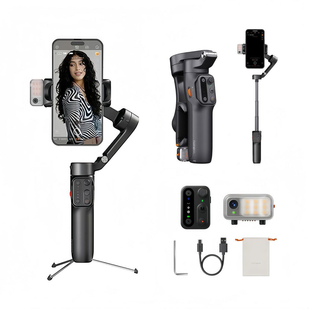 Hohem iSteady M7 Gimbal Stabilizer for iPhone,3-Axis Gimbal for Smartphone w/AI Tracking,Detachable Remote,Extendable Pole,Magnetic Light,Phone Stabilizer for Video Recording - Hohem M6 Kit Upgrade