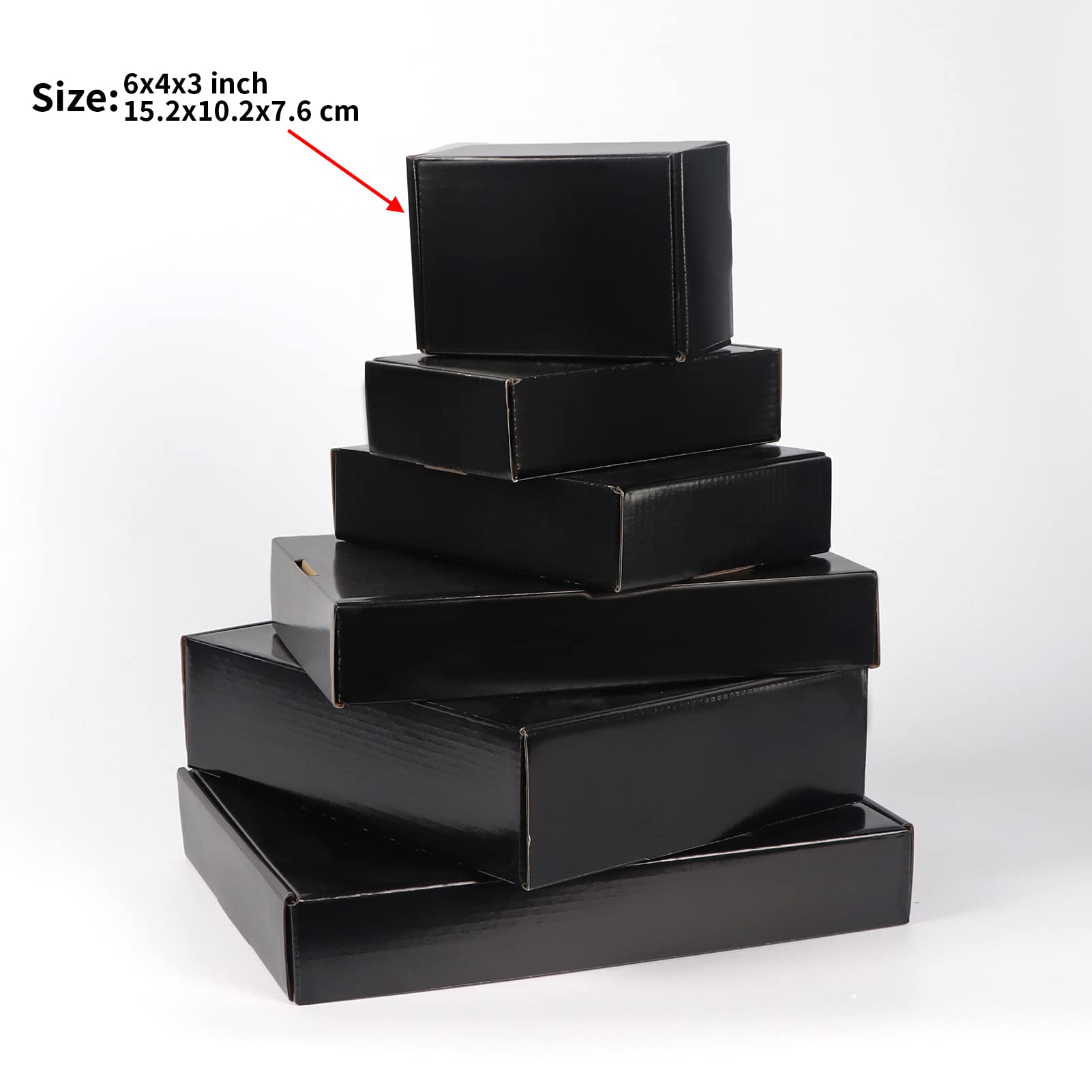 EXYGLO 40 Pack 6x4x3 Shipping Boxes, Black Corrugated Cardboard Boxes for Packaging Small Business, Moving, Shipping, Mailing, and Storing