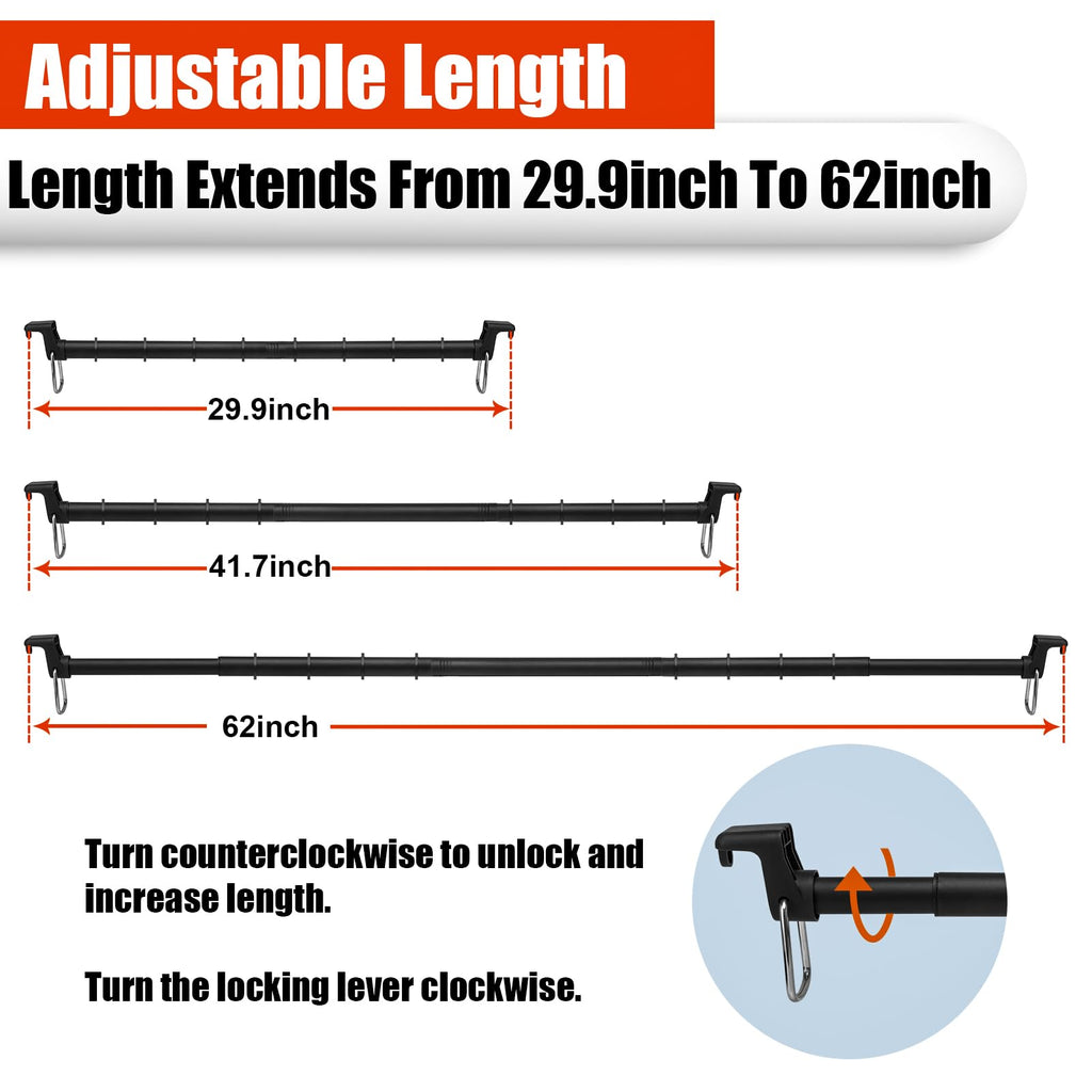 Car Clothes Hanger Bar, 30-63 Inches Expandable Heavy Duty Car Clothes Rack for Car Travel - Adjustable Clothes Storage Hanger Automotive Travel Hanging Rack for Most Cars,Trucks,SUVs,Road Travelers