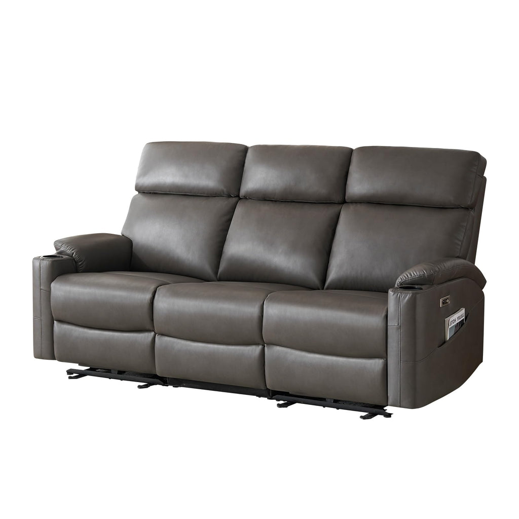 Power Reclining Sofa - 3 Seater Recliner Sofás, PU Leather Sofa, Home Theater Seating with Flipped Middle Backrest, Power Recliner Couch for Living Room(Brown)