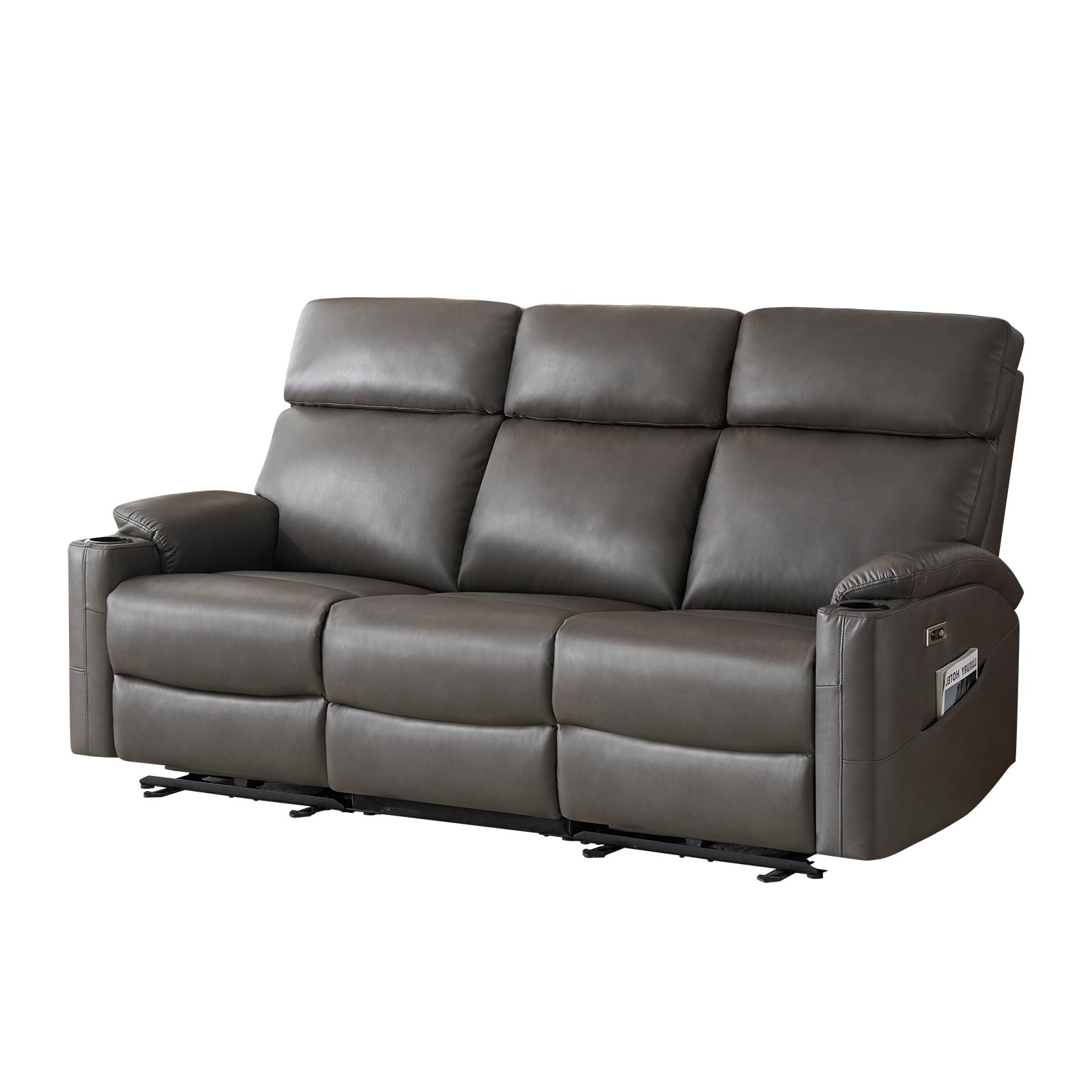 Power Reclining Sofa - 3 Seater Recliner Sofás, PU Leather Sofa, Home Theater Seating with Flipped Middle Backrest, Power Recliner Couch for Living Room(Brown)