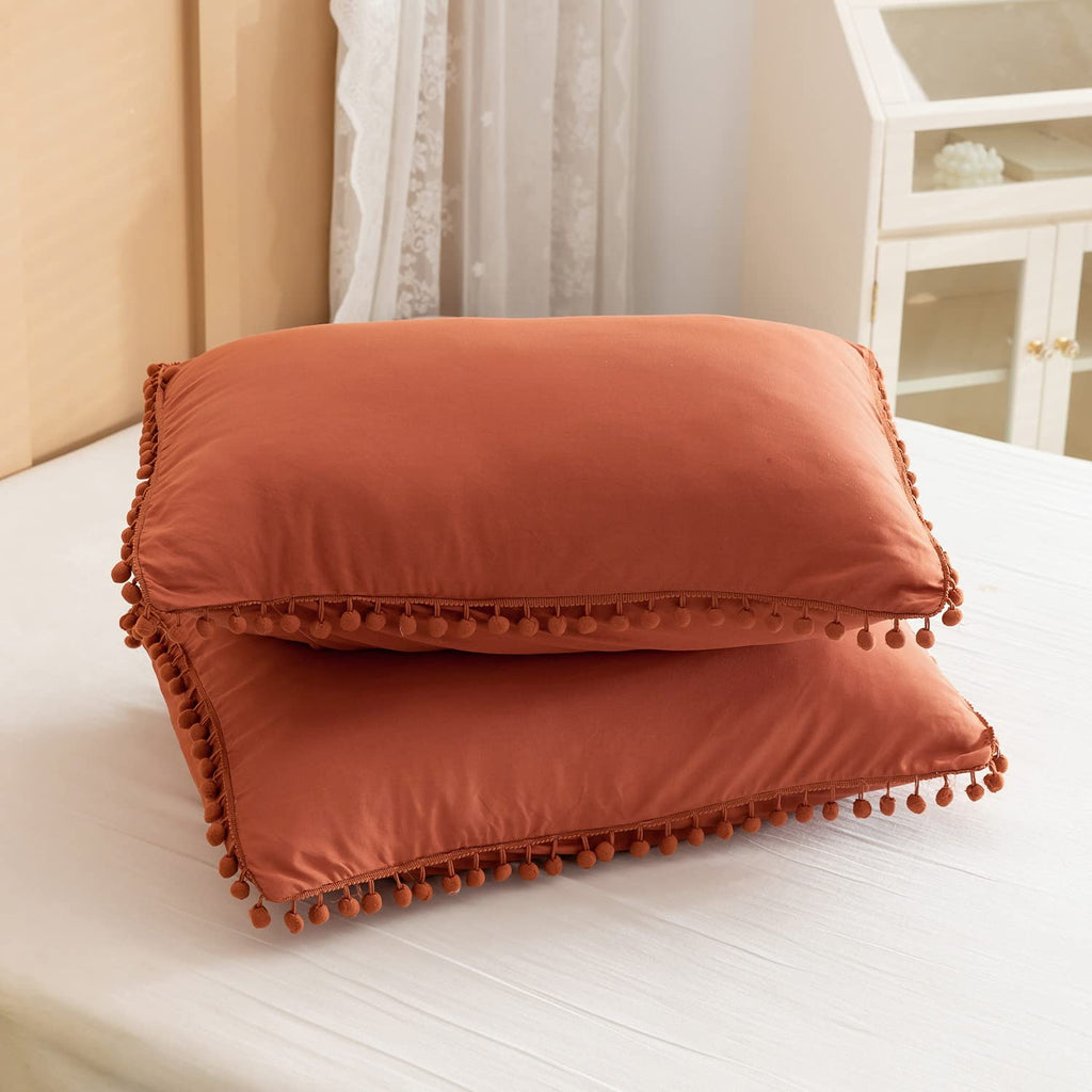 YIRDDEO Twin Comforter Set - Comforter Twin Size Bed with Ball Pom Fringe, Soft Bedding Set for All Seasons - 2 Pieces, 1 Comforter (66"x90") & 1 Pillow Sham(20"x26"), Beige