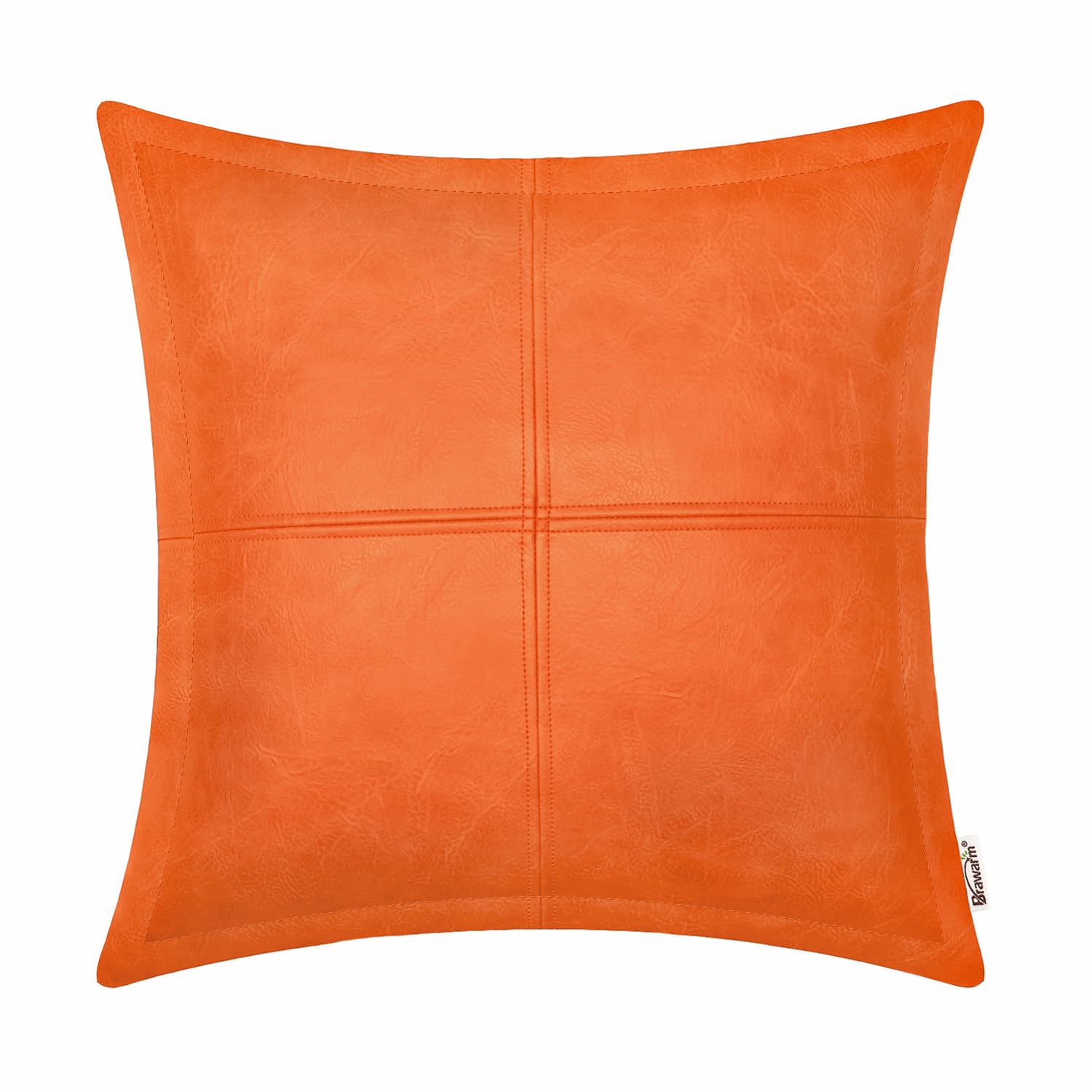 BRAWARM Faux Leather Throw Pillow Covers 16 X 16 Inches, Black Leather Pillow Cover, Hand Stitched Leather Decorative Pillow Cover for Couch Sofa Bed Living Room Home Garden