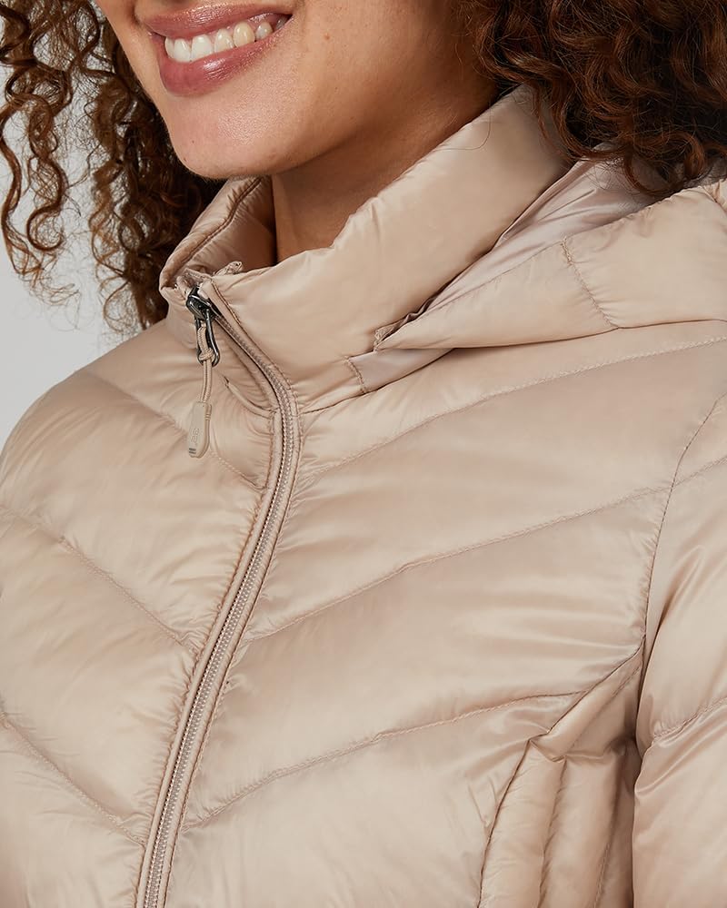 32 Degrees Heat Women’s Ultra-Light Down Packable 3/4 Jacket – Lightweight Travel Puffer Coat