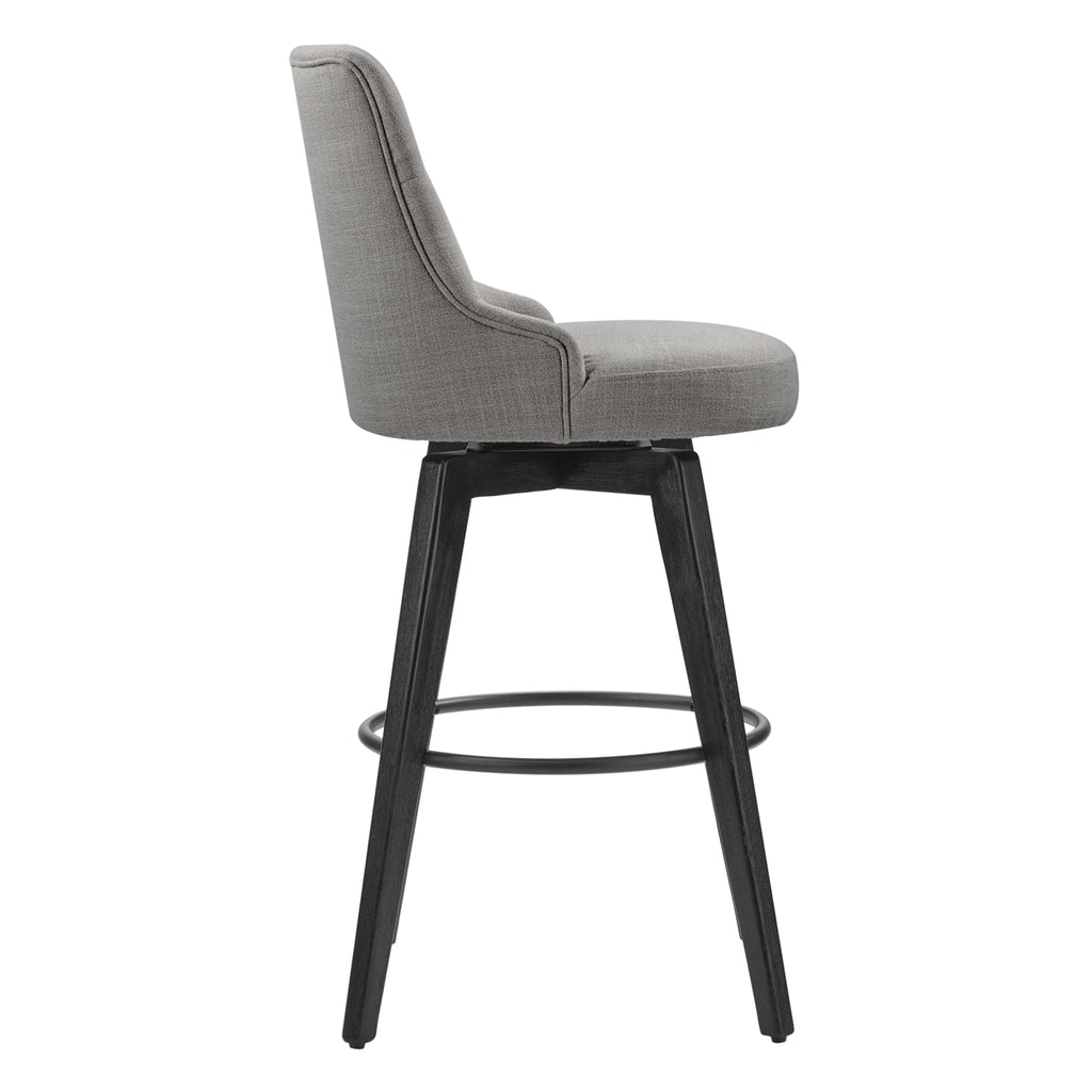 Watson & Whitely Counter Height Bar Stools, Performance Fabric Upholstered Modern Swivel Barstool with Back, Solid Wood Legs, 26" H Seat, Flint Grey