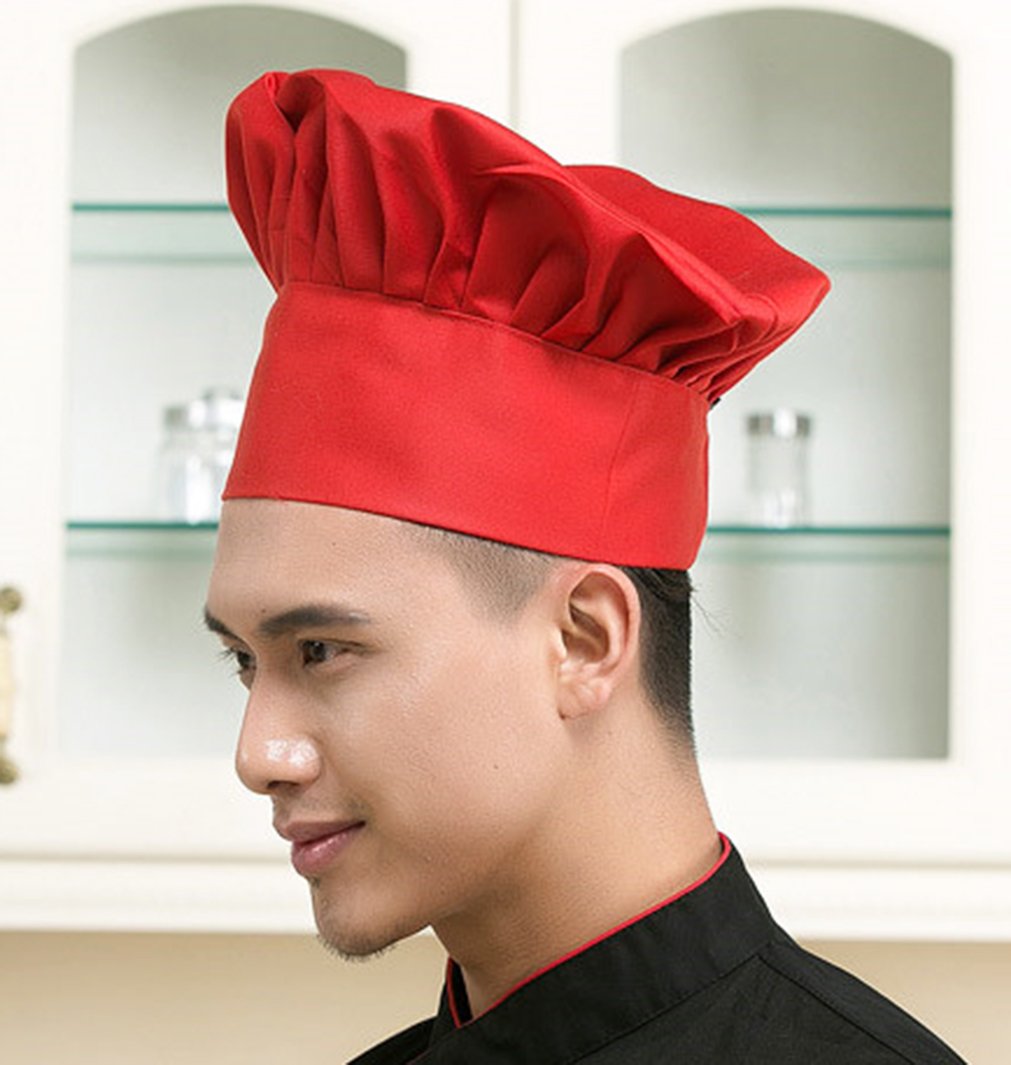 Hyzrz Chef Apron and Hat Set, Adjustable Adult Kitchen Apron With Butcher Hat, Baker Costume Apron with Pocket for Men and Women Father's Gift (Black)