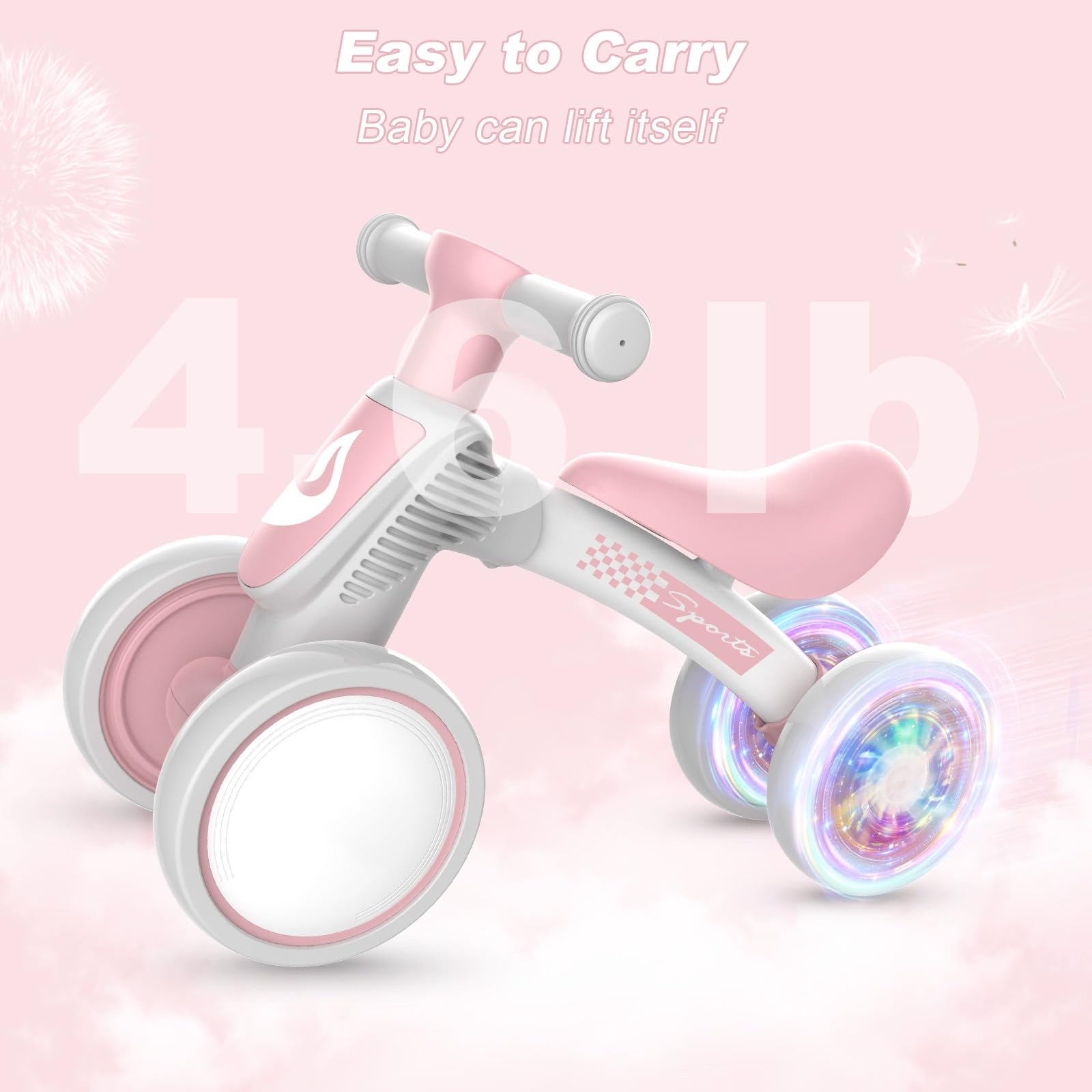 Colorful Lighting Baby Balance Bike Toys for 1 Year Old Boy Gifts, 10-36 Month Toddler Balance Bike, No Pedal 4 Silence Wheels & Soft Seat First Bike, One Year Old Boy Birthday Gift.
