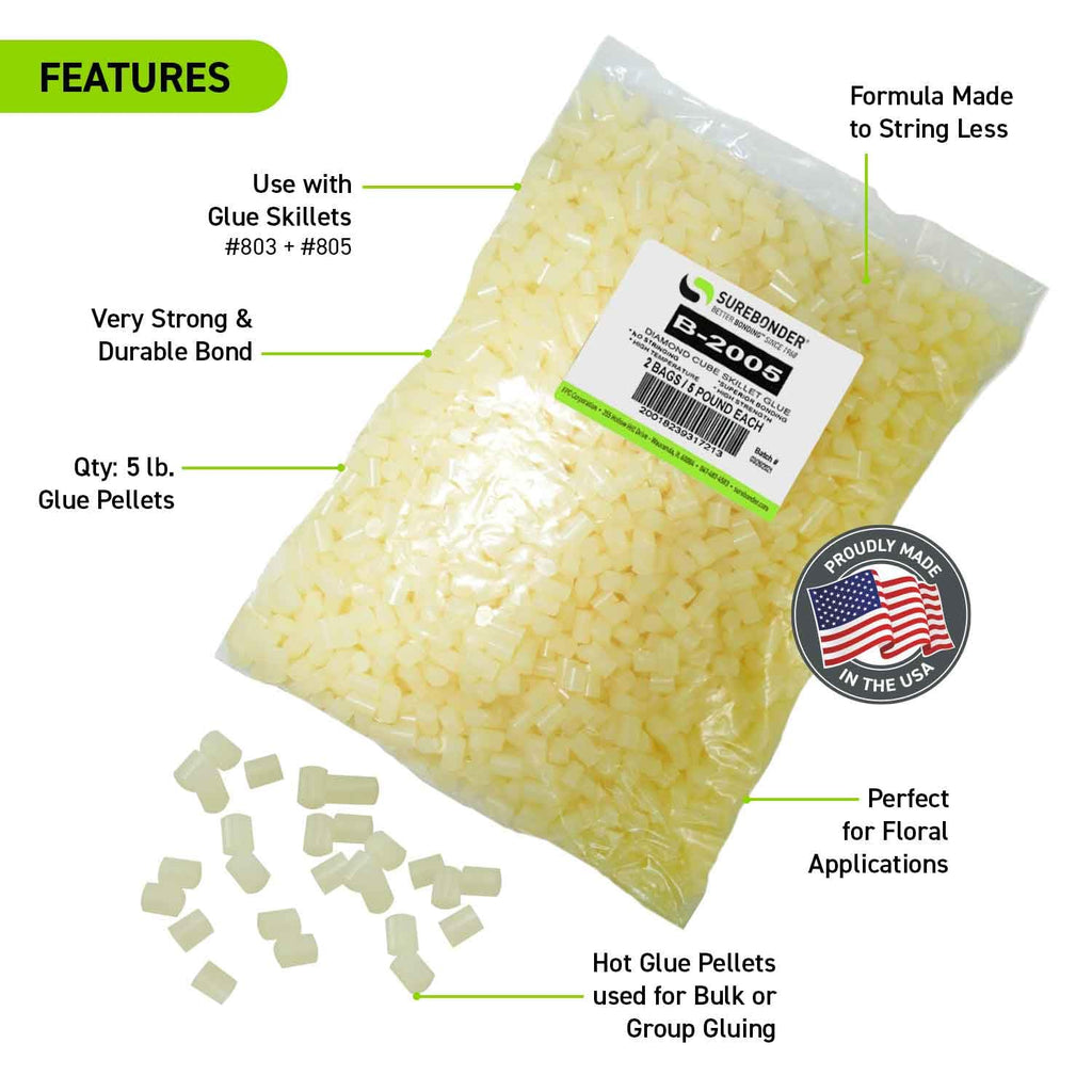 Surebonder B-2001 Less Stringing Skillet Glue Cube Pellets for Crafts and Floral Projects, 1 lb Bag, Use in Surebonder Glue Skillets, Cream Color