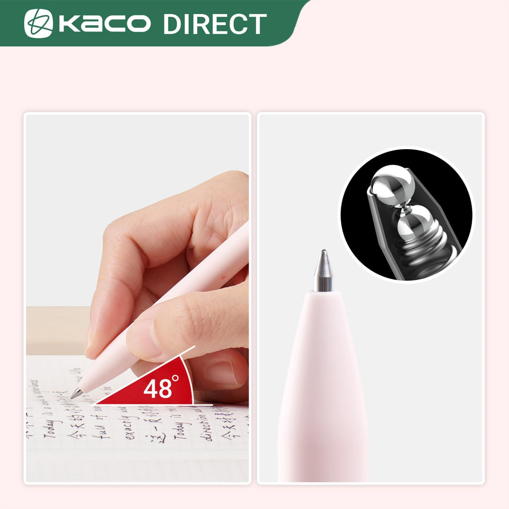 Kaco FIRST Gel Pens, Pack of 2 Pieces Cute Stationery Heart Pen Set with Extra 4 Black Refills Quick Drying Holiday Office Supplies (2 Colors)